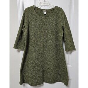 The Territory Ahead Sweater Dress Women's XP Green Long Sleeve Round Neck EUC